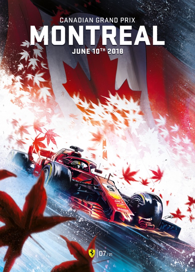 CANADA  2018 FERRARI F1 GRAND PRIX RACE POSTER