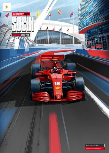 2020 F1 Russia Ferrari grand prix cover art poster