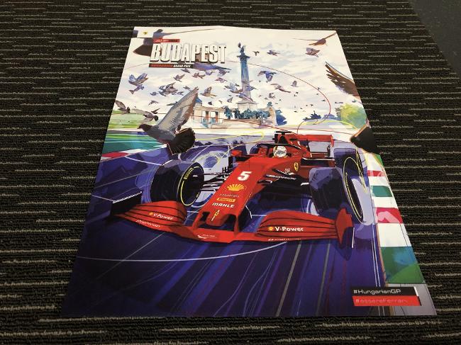 2020 Ferrari F1 Hungary grand prix race poster cover art