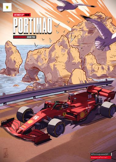 2020 PORTUGAL F1 FERRARI GRAND PRIX RACE COVER ART POSTER