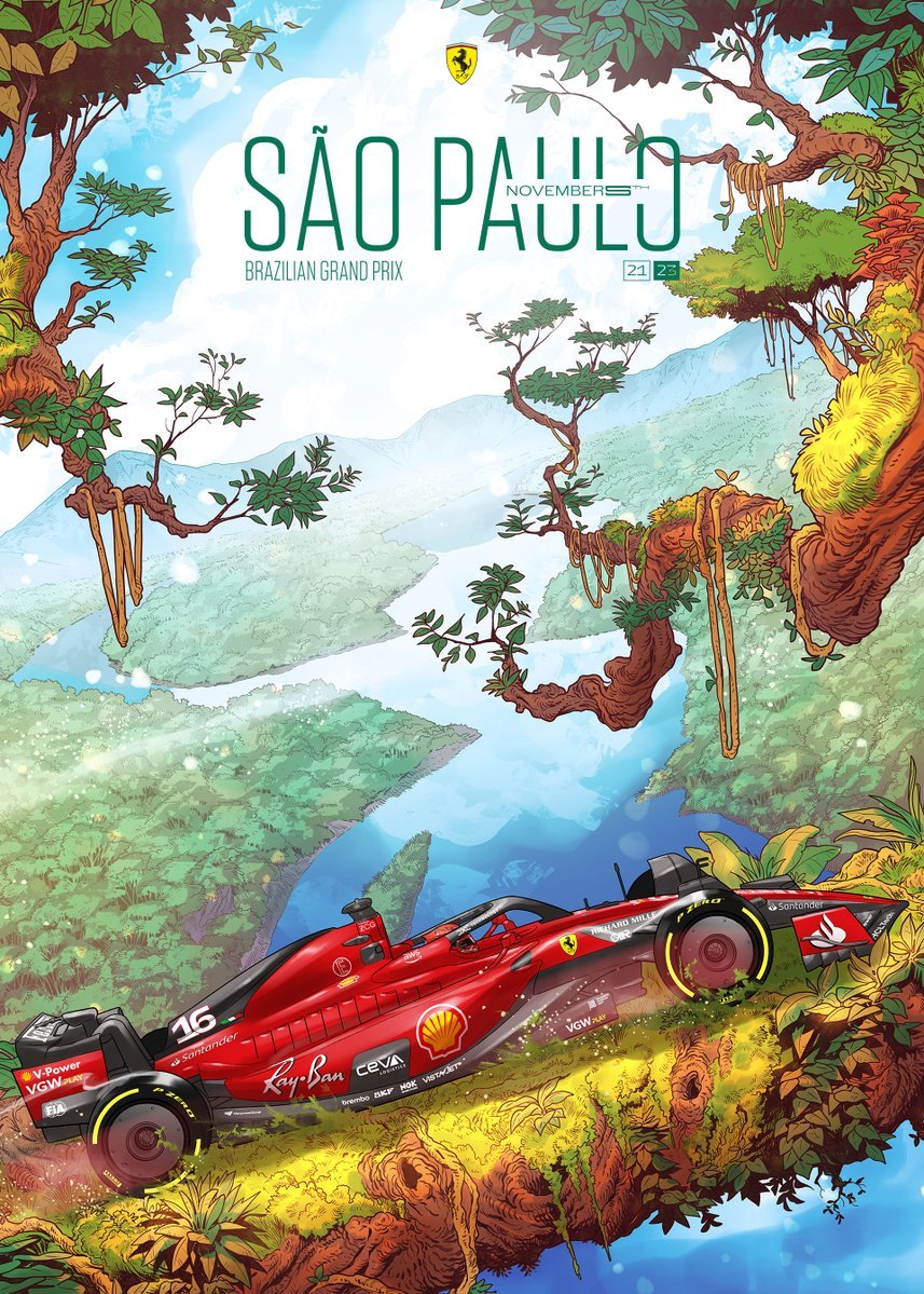 2023 Ferrari F1 RACE 20 Brazil grand prix race cover art poster