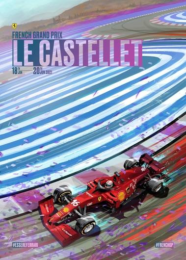 FERRARI FORMULA 1 2021 FRANCE COVER ART RACE POSTER