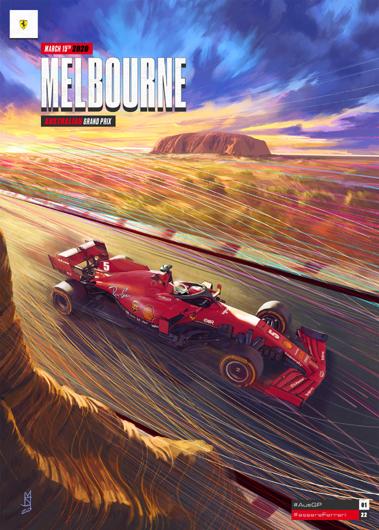 2020 ferrari f1 Australia grand prix race poster cover art