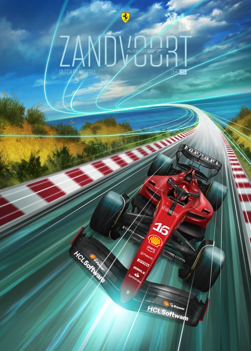 2023 Ferrari F1 RACE 14 Austria grand prix race cover art poster Max Verstappen